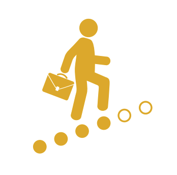 icon of a person with briefcase climbing stairs